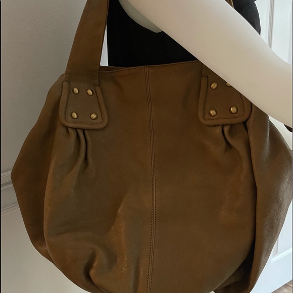 Leather satchel by “Sorial”  light lining inside, brass studs, gorgeous bag! - Picture 4 of 9